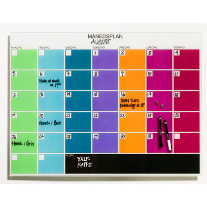 Naga Glastavle magnetisk månedsplanner, 800 x 600 mm
