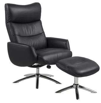 Wakefield lænestol med skammel i læder