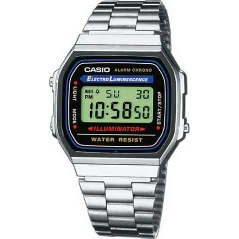 Casio mænd klassiske Digital kvarts ur rustfrit stål sølv (A168WA-1)