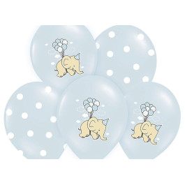 Lyseblå balloner med Elefant og prikker